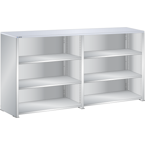 RAYONNAGE UNIVERSEL DOUBLE LISTA H 112,4 X L 204,7 X P 44,5 - RÉSINE SYNTHÉTIQUE GRIS CLAIR RAL 7035