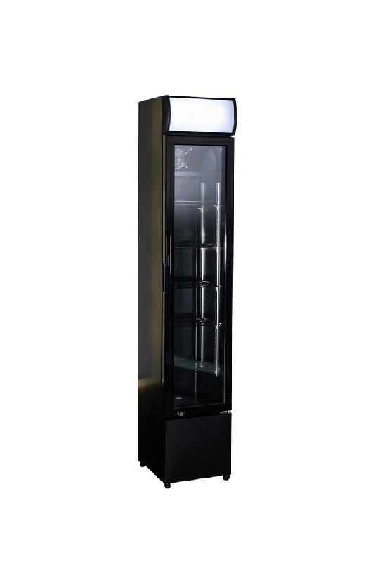 Réfrigérateur porte en verre étroit noir - Armoire réfrigérée professionnelle - 7455.1384 - 105 L - 5 grilles_0