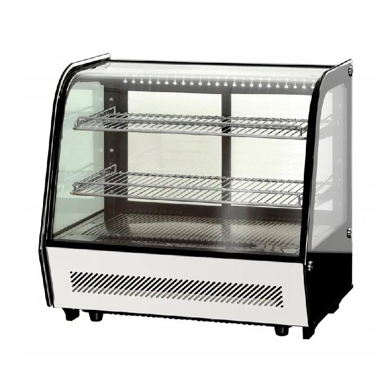 Romux® Vitrine Réfrigérée 2 Étagères avec 2 Portes Coulissantes Argent 120 litres Ventilée | Vitrine à Poser en verre bombé - 8435811800280_0