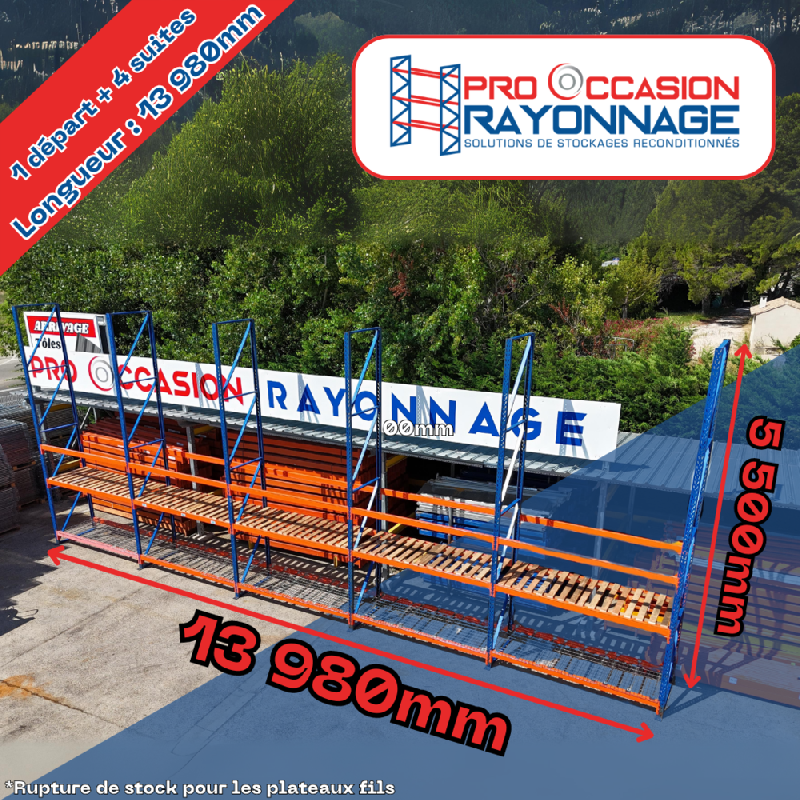 Système de rayonnage robuste et flexible - Hauteur 5 500mm, Longueur 13 980mm, Profondeur 1 000mm - Rayosar_0