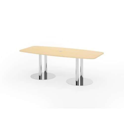 TABLE DE RÉUNION À PIEDS COLONNES-220X103CM-NOYER-ARGENT - HAMMERBACHER