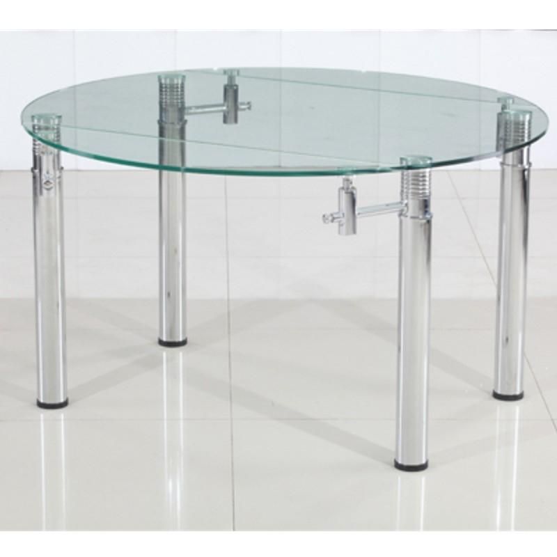 TABLE RONDE EN VERRE À RALLONGE EXTENSIBLE STRASS  Ø 120 CM