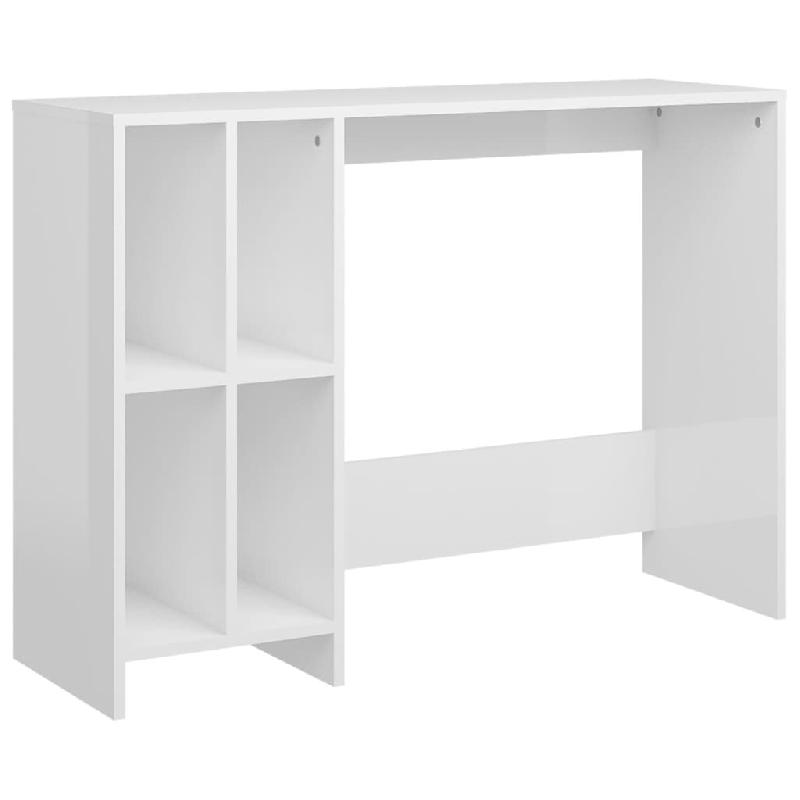VidaXL Bureau d'ordinateur portable blanc brillant bois d'ingénierie Modèle Lofty Moderne - blanc Bois manufacturé 808347_0