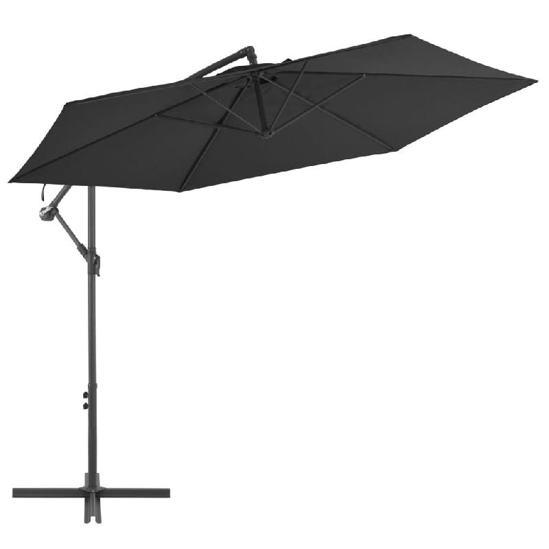 VidaXL Parasol de jardin en porte-à-faux avec mât en aluminium noir Modèle Solaris Horizon Plus - noir 47132_0