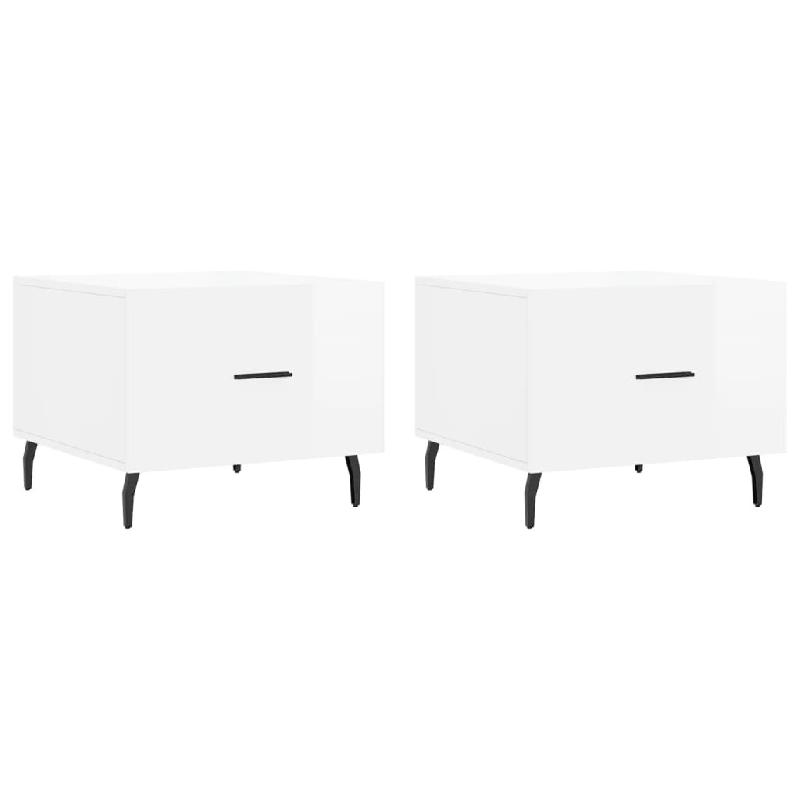 VidaXL Tables basses 2 pcs blanc brillant 50x50x40cm bois d'ingénierie Modèle Flex Moderne - 829433_0