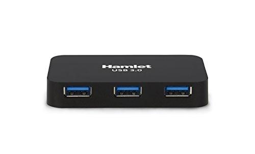 HAMLET XHUB430BK HUB USB 3.0 4 PORTS 5 GBBS AVEC CÂBLE USB 3.0_0