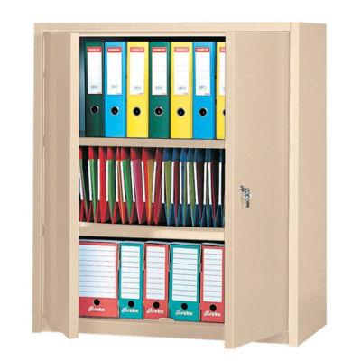 Armoire basse Primo, 2 tablettes, couleur beige_0