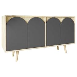 Buffet 4 portes en aggloméré Venezia anthracite et chêne Hanah Home - 8684284023935_0