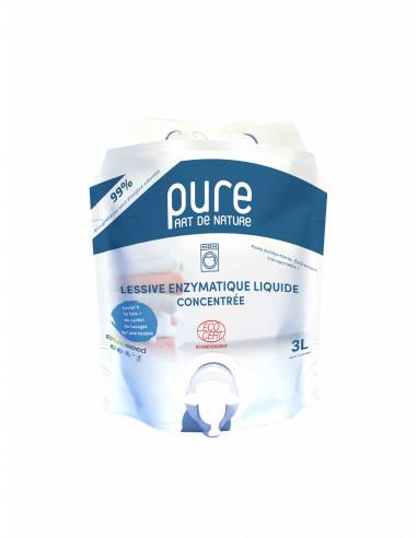 CALIZYM - ECORECHARGE LESSIVE LIQUIDE ENZYMATIQUE CONCENTRE NON PARFUME - ECOCERT -  OBIOBAG 3L MARQUE PURE PART DE NATURE_0