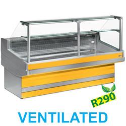 Comptoir vitrine réfrigéré à vitre droite 90° ventilé sans réserve - Elegance PLUS - 1500x1040xh1300 mm - 0° à +2°C_0