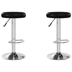 Décoshop26 - Lot de 2 tabourets de bar chaises hautes en PVC noir et acier DEC029806 - noir 3000257567407_0