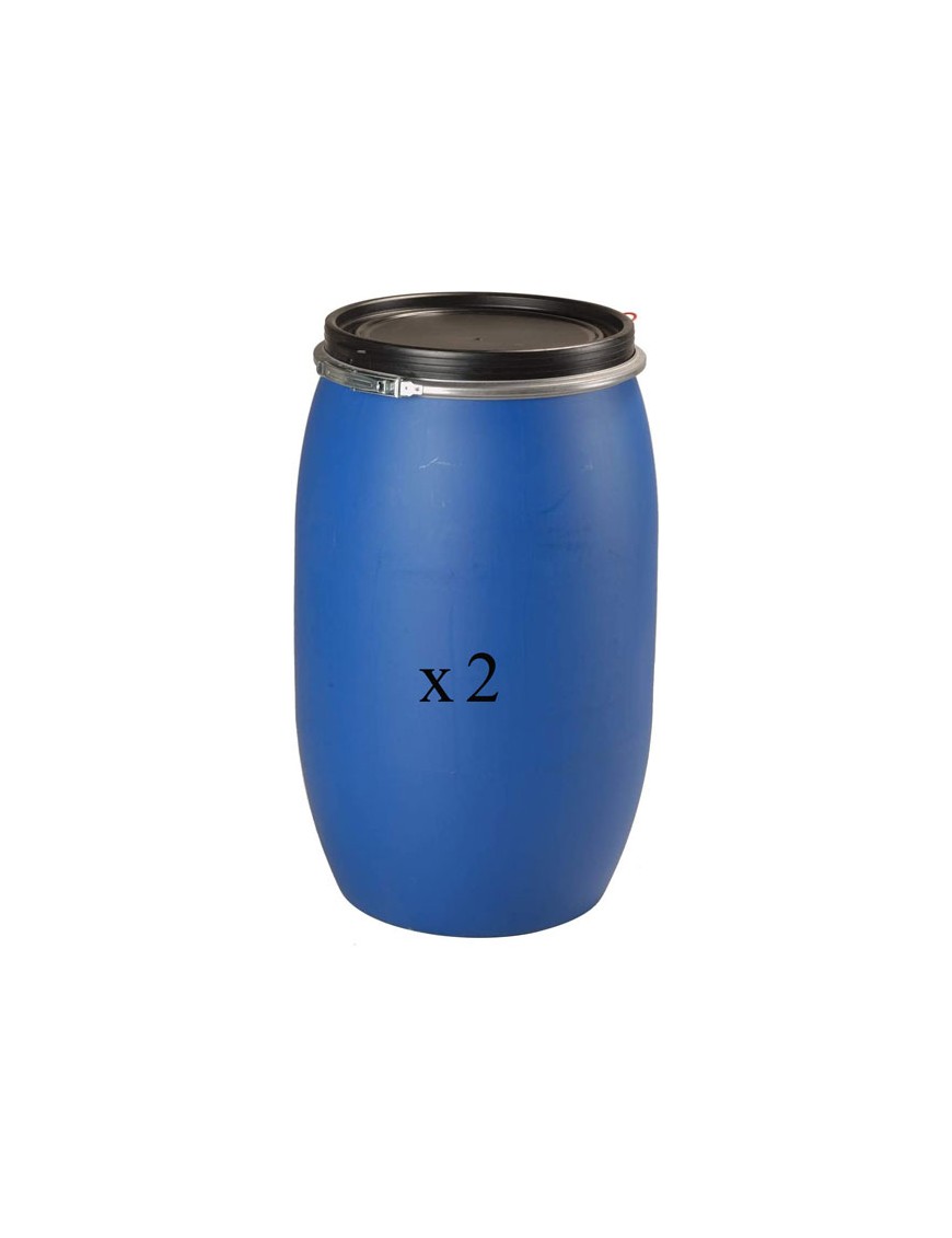 Lot de 2 fûts en plastique - 120 litres - ouverture totale - homologation ONU Y19_0
