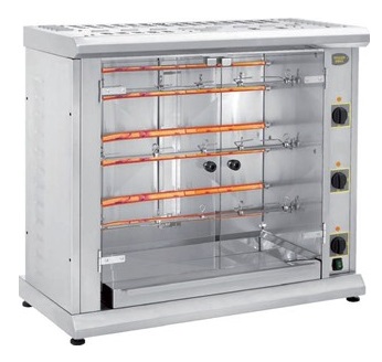 Rôtissoire électrique professionnelle - Modèle 204E - 2 broches avec réserve-étuve intégrée - Capacité 8/10 poulets_0