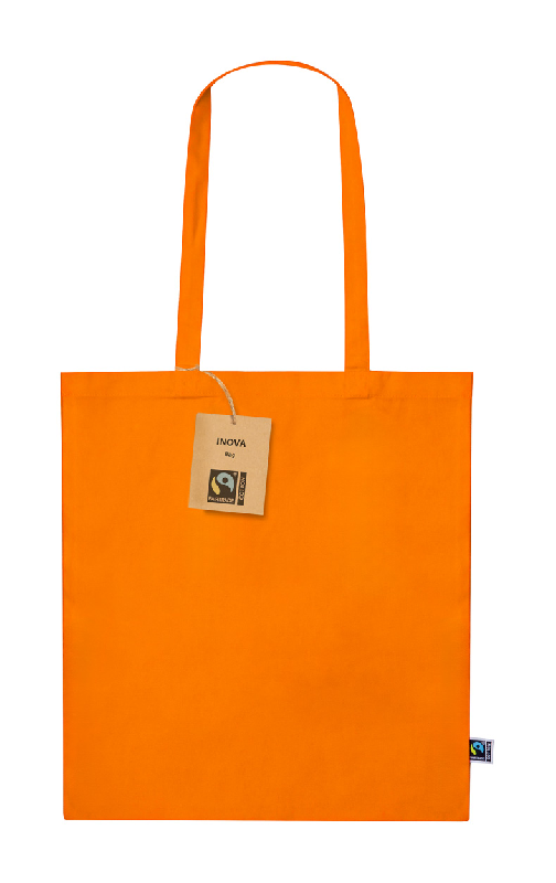 Sac shopping coloré en coton équitable Fairtrade - 180 g/m² - anses longues - couleur orange_0
