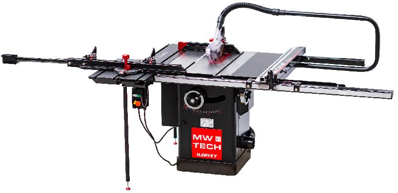 Scie à format professionnelle avec chariot universel 1,5M diam. 250 mm 1,65kW 230V MW-Tech TZ2M36 + ATZS15_0