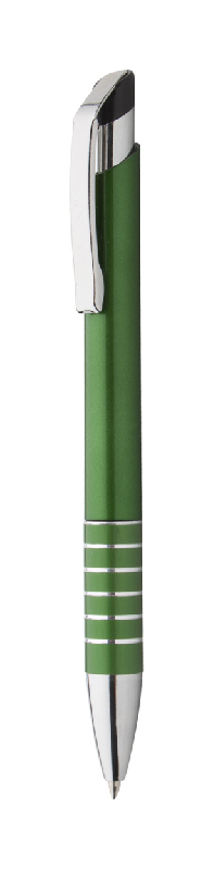 Stylo à bille - plastique avec grip aluminium et clip métal - encre bleue - couleur vert_0