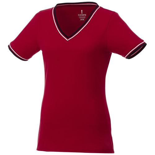 T-shirt maille piquée manches courtes femme Elbert - col V et détails contrastés - 100% coton 180 g/m²_0