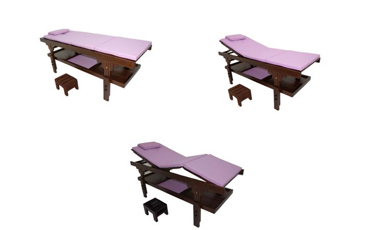Table de massage fixe en bois luxe Moorea 3 BL Lilas - très haute qualité avec plateau de desserte_0