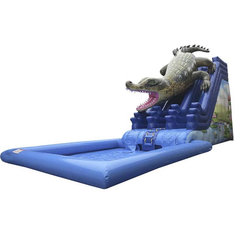 Toboggan aquatique Croco - structure gonflable géante avec piscine - 15x8x7m - Norme CE EN 14960_0