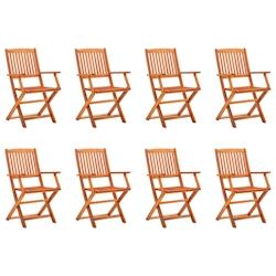 VidaXL Chaises De Jardin Pliables Lot De 8 Bois D Eucalyptus Massif - marron 3087148_0