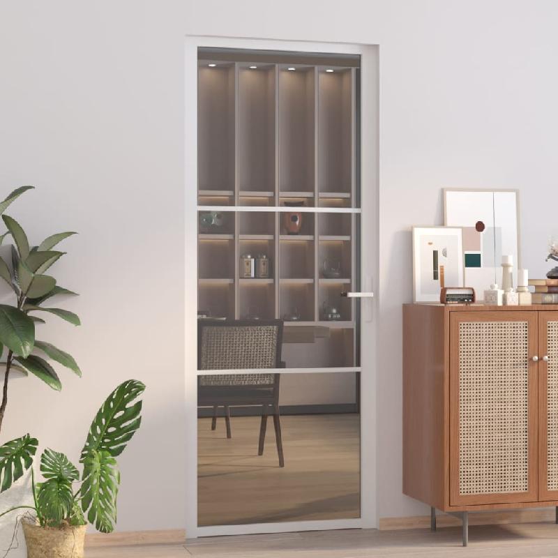 Vidaxl porte intérieure 83x201,5 cm blanc verre esg et aluminium 350585_0