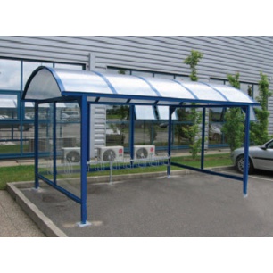 Abri vélo semi-ouvert Var double - structure en acier avec bardage en verre sécurit - 900x250 cm_0