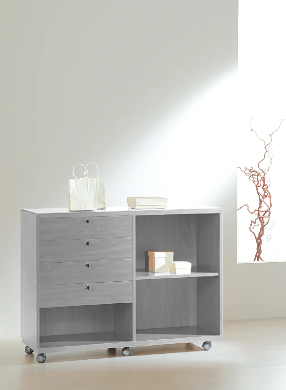 Comptoir desserte sur roulettes 12/90BVA - bois - 4 tiroirs verrouillables - gris_0