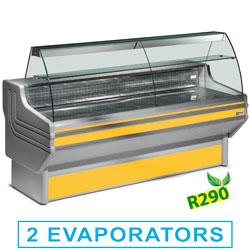 Comptoir vitrine réfrigérée JY30/C1-R2 - Vitres bombées rabattables - Acier inox - Éclairage NEON_0
