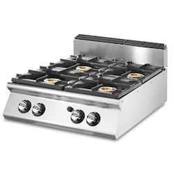 Virtus group - Cuisinière à gaz 4 brûleurs 6 kW avec plateau de travail emboutie - VS7080PCGST - 7864909541599_0