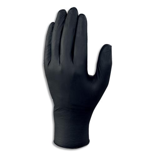 Delta plus boîte 100 gants jetables noirs en nitrile non poudrés taille 6/7_0