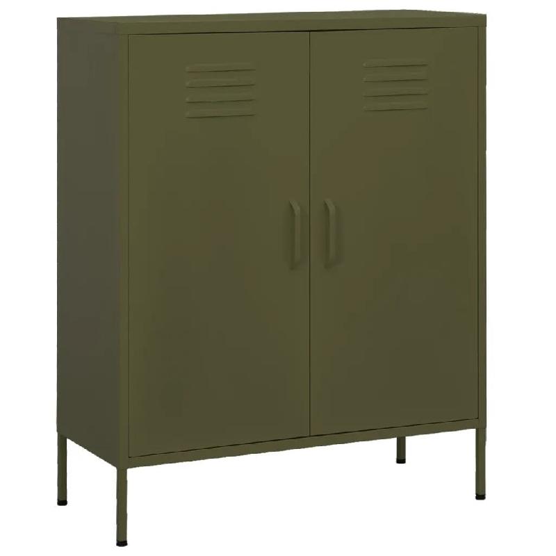 Helloshop26 - Armoire de rangement design pratique 80 x 35 x 101,5 cm avec étagères réglables en acier vert olive 02_0046853 - vert acier 300023446_0