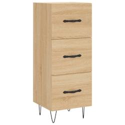 HELLOSHOP26 - Buffet bahut commode armoire de rangement en bois d'ingénierie et pieds en métal - 34,5 x 34 x 90 cm - Chêne Sonoma_0