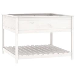 Helloshop26 - Jardinière bac lit surélevé plantes fleurs terrasse jardin et étagère 111,5 x 111,5 x 81cm bois massif de pin blanc 02_0038615 - 30_0