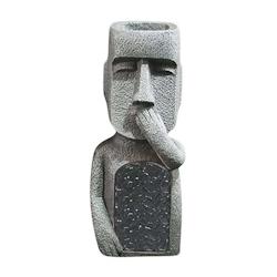 Jardinière Moai en polyrésine Ne parle pas Hanah Home - gris 8684282698579_0