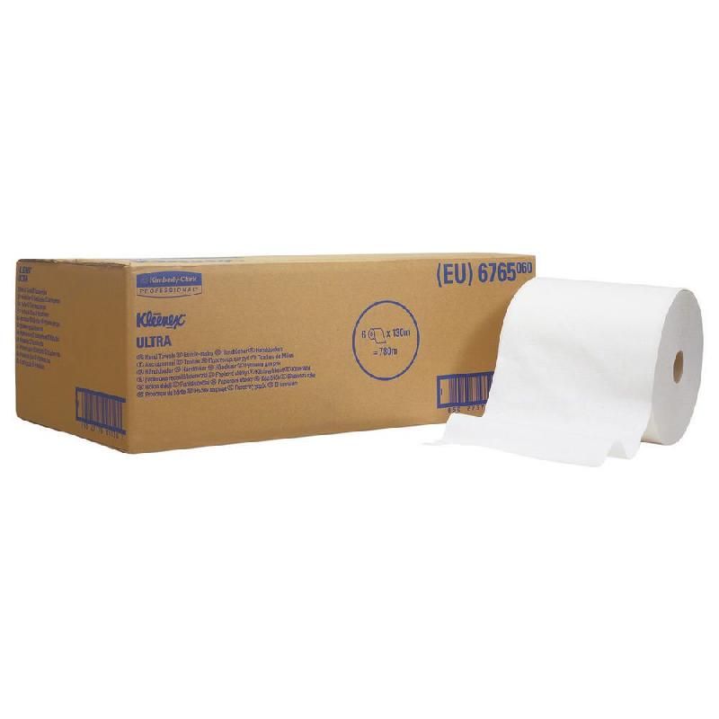 KLEENEX® ESSUIE-MAINS KLEENEX - ULTRA - BLANC - ROULEAU 130 M - CARTON DE 6