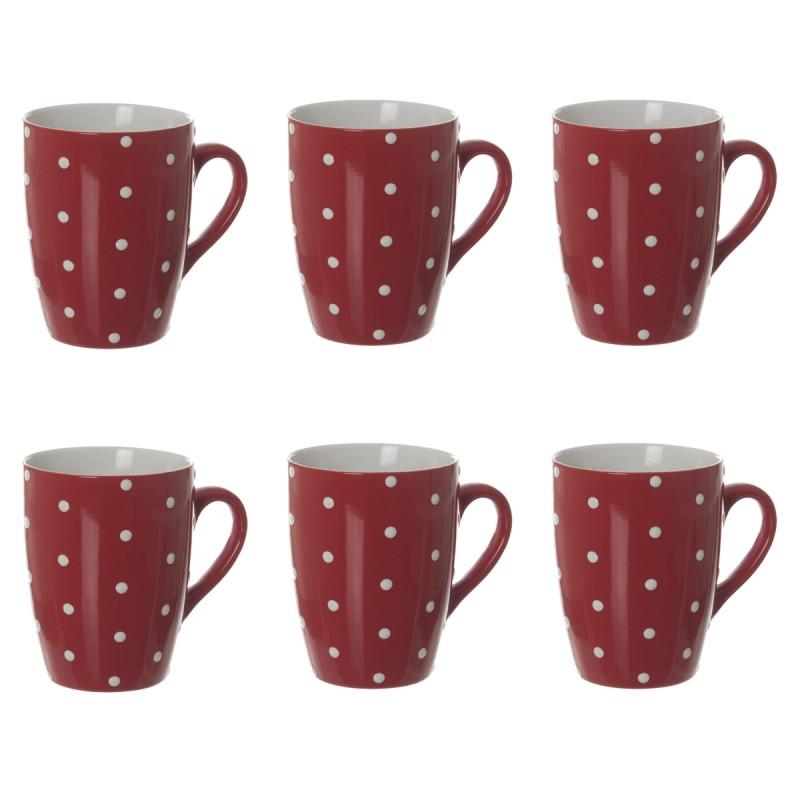 Lot de 6 mugs gros pois 32cl rouge en faïence - Paris Prix_0