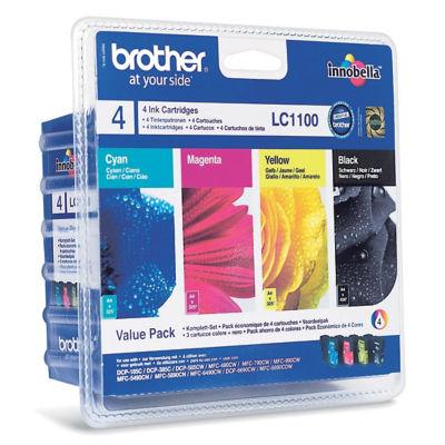 Pack 4 cartouches Brother LC1100 noir et couleurs (cyan + magenta + jaune) pour imprimantes jet d'encre_0