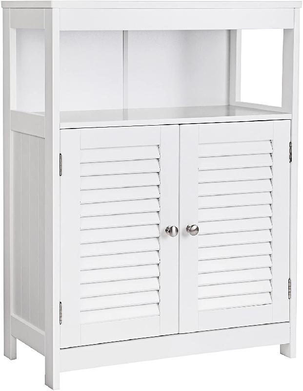 PLACARD ARMOIRE MEUBLE SALLE DE BAIN DE RANGEMENT COMMODE AVEC 2 PORTES 80 CM MDF BLANC 12_0000821_0