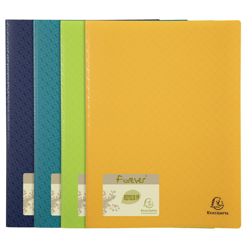 PROTEGE-DOCUMENTS EXACOMPTA FOREVER EN POLYPROPYLENE RECYCLE - 40 VUES/20 POCHETTES A4 - COLORIS ASSORTIS