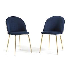 RATTATAN Lot de 2 chaises en velours décoratif d’intérieur, pieds en métal, design élégant pour cuisine, salle à manger, restaurant – Sara _0