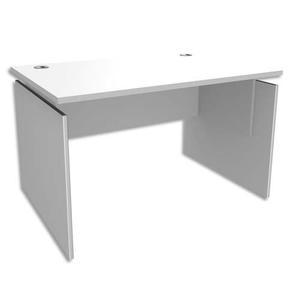 Simmob bureau piètement panneau ineo - dimensions : l120 x h72,5/75,5/82 x p80 cm chêne clair blanc perle_0