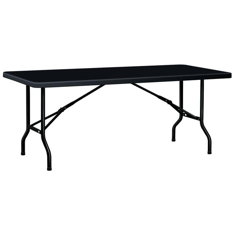 Table pliante en polyéthylène haute densité noire - 183 cm - Plateau traité anti-UV, charge 500 kg_0