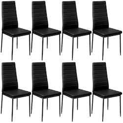 Tectake Lot de chaises avec surpiqûre - noir, Lot de 8 -404118 - noir matière synthétique 404118_0