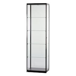 Vitrine noire éclairée 60x40x200cm - SARAZINO vitrines - verre trempé, aluminium anodisé, 4 étagères réglables_0