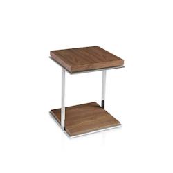 AC ANGEL CERDA Angel Cerdá Table d'angle carrée en noyer et acier chromé 2038C 45 x 45 x 55 - marron Bois manufacturé 8435631002079_0