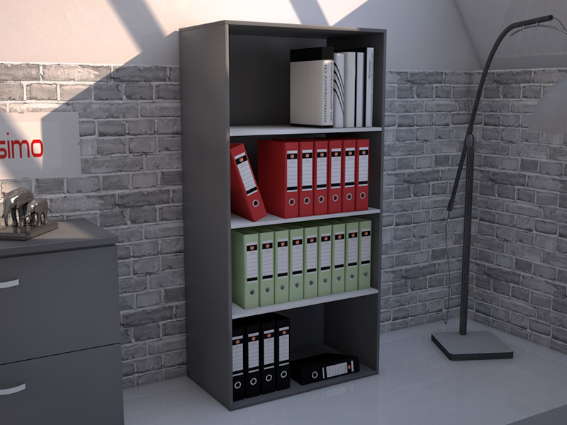 Armoire ouverte mi-haute bicolore Deskissimo - L80 x H159 cm - Bois mélaminé_0