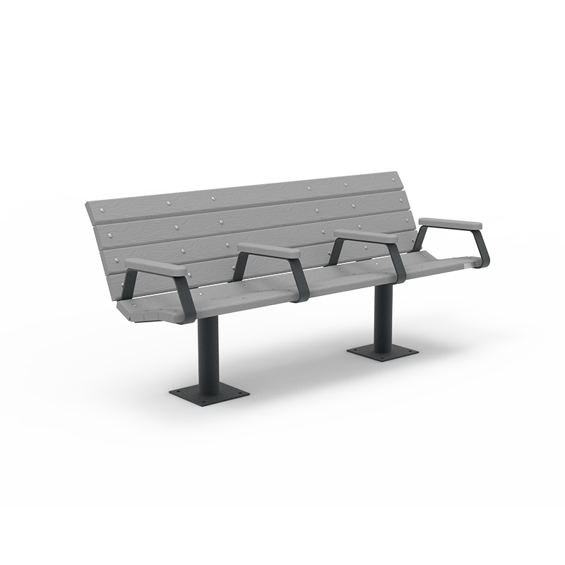 Banc public avec 4 accoudoirs Major - L.1800 mm - Référence AD-BC-01-4AC - Piètement Gris Anthracite_0