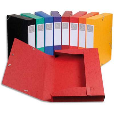 BOÎTE DE CLASSEMENT CARTOBOX - DOS 30 MM - 24 X 32 CM - COLORIS ASSORTIS :BLEU, ROUGE, VERT, NOIR. - LOT DE 25