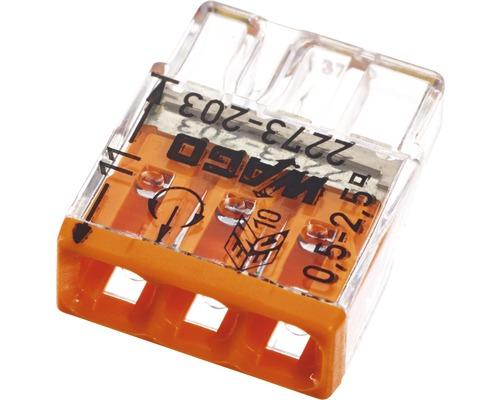 Borne pour boîtes de dérivation compact avec boîtier transparent 3 conducteurs boîte de 100 - WAGO - 2273-203 - 590152_0