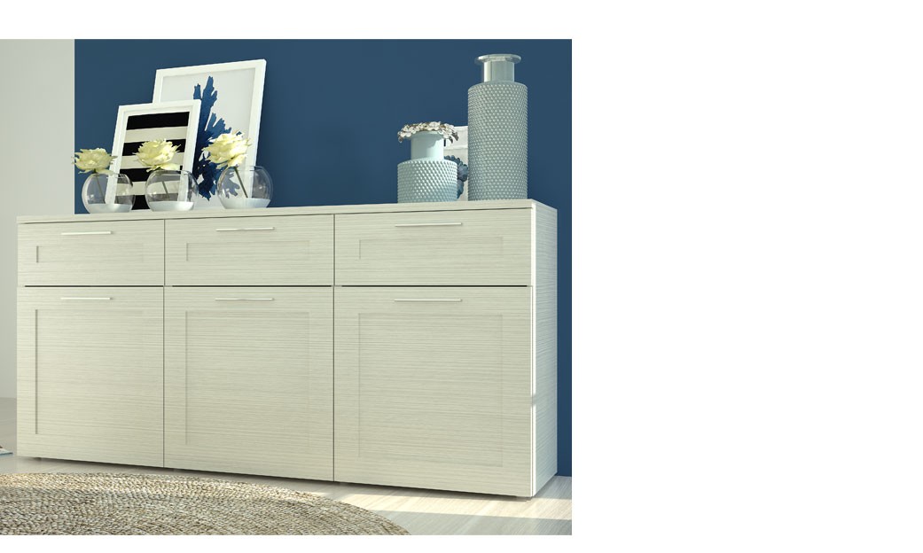 Buffet contemporain couleur bois clair - ROLI - Fabrication italienne - 3 portes et 3 tiroirs_0